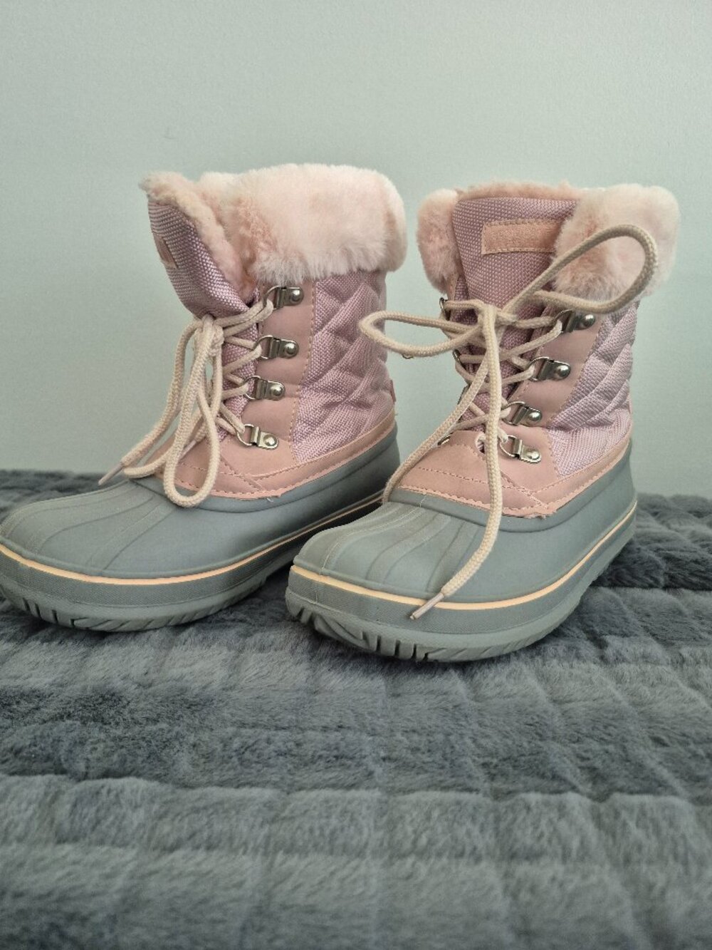 London Fog Girls Winter Boots – Pink/Gray – Size 3